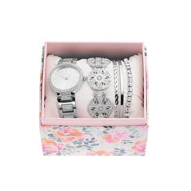 Folio Women's Silver Tone Stackable Watch Set