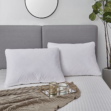 233 Thread Count Quilted White Goose Feather and Down 2-pack Pillow Set