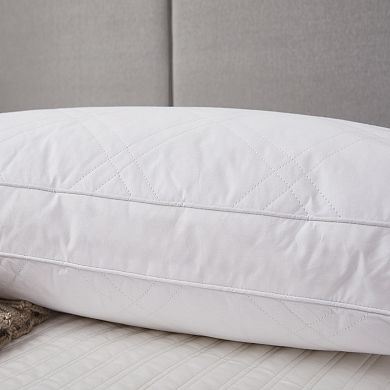 233 Thread Count Quilted White Goose Feather and Down 2-pack Pillow Set