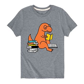 Boys 8-20 Dinosaur Reading Graphic Tee