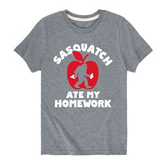 Boys 8-20 Sasquatch Ate My Homework Graphic Tee