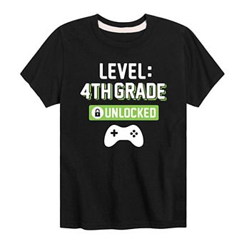 Boys 8-20 "Level: 4th Grade Unlocked" Graphic Tee