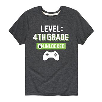 Boys 8-20 "Level: 4th Grade Unlocked" Graphic Tee