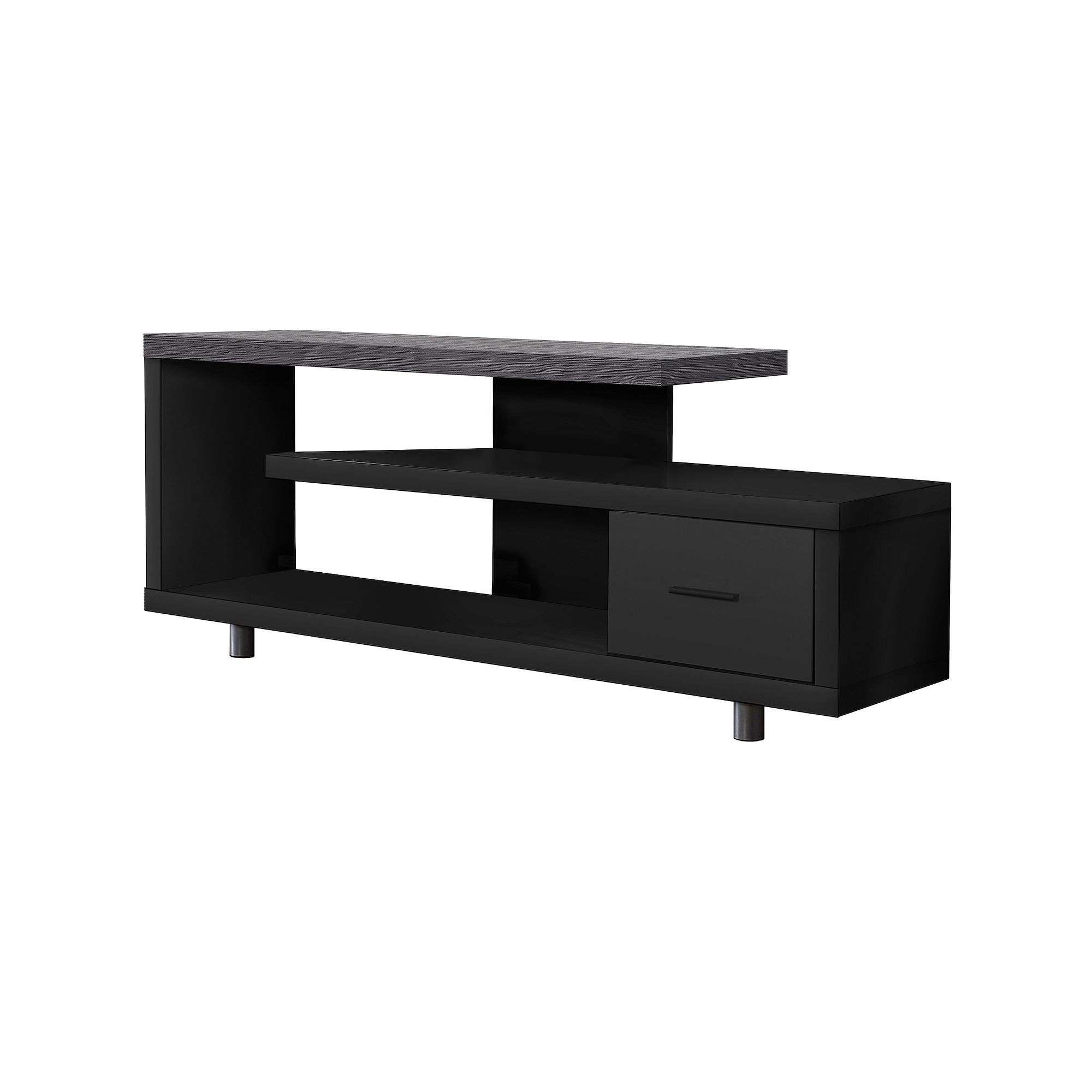 Monarch TV Stand with Drawer, Black
