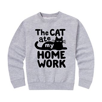 Boys 8-20 The Cat Ate Homework Crew Fleece Sweatshirt