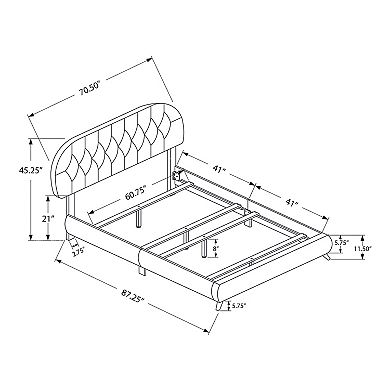Monarch Tufted Upholstered Queen Bed