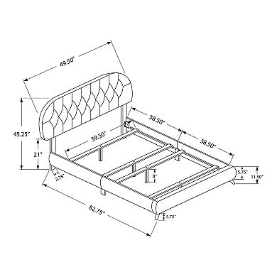 Monarch Tufted Upholstered Queen Bed