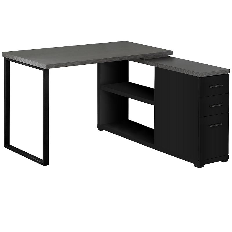 Monarch L-Shape Corner Computer Desk, Black