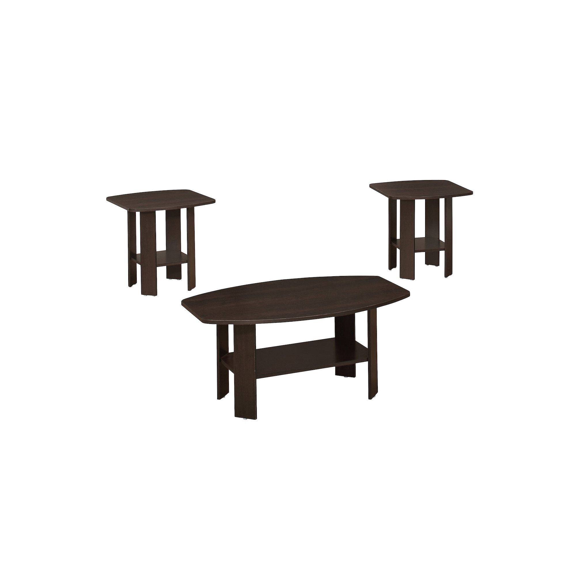 Monarch 3-Piece Modern Angled Table Set, Red