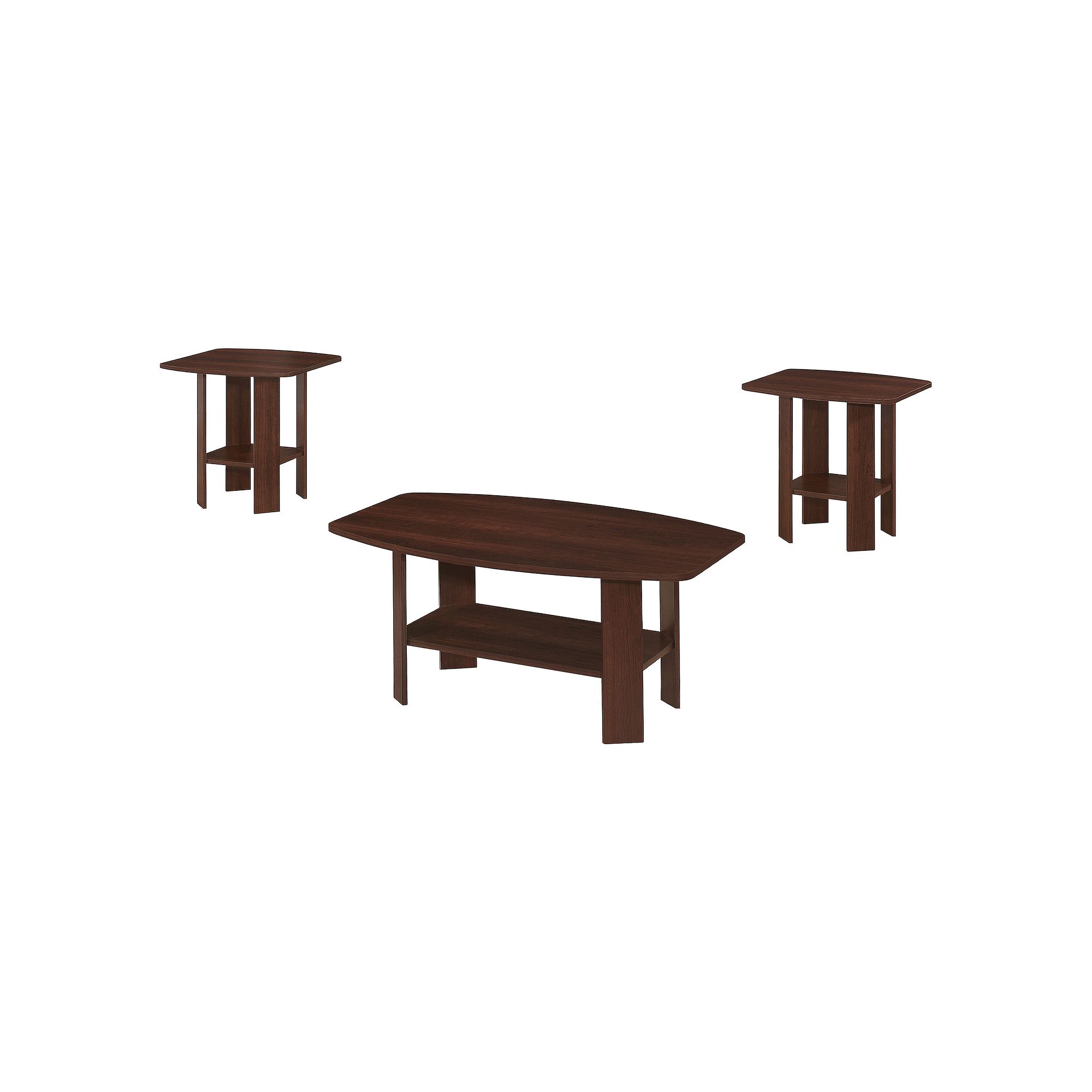 Monarch 3-Piece Modern Angled Table Set, Brown