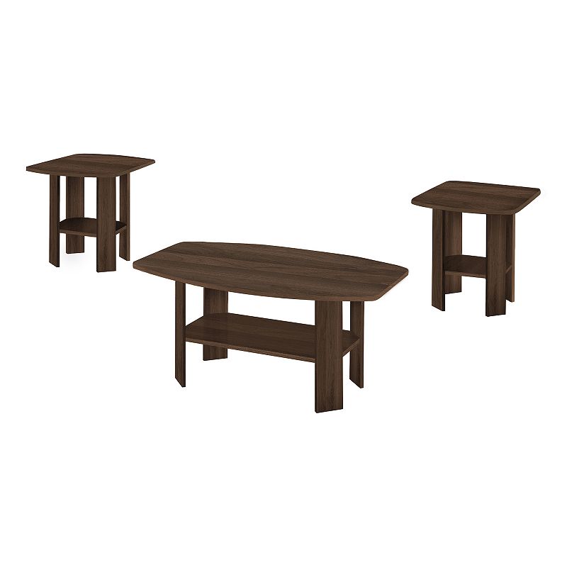 Monarch 3-Piece Modern Angled Table Set, Brown