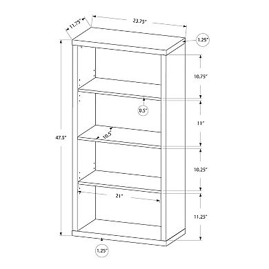 Monarch 48-in. Bookcase with Adjustable Shelves