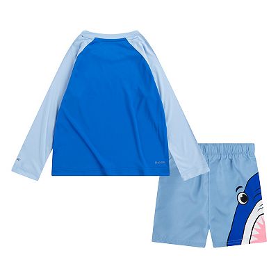 Toddler Boys Hurley Long Sleeve Graphic Rash Guard Shark Shorts Swim Set