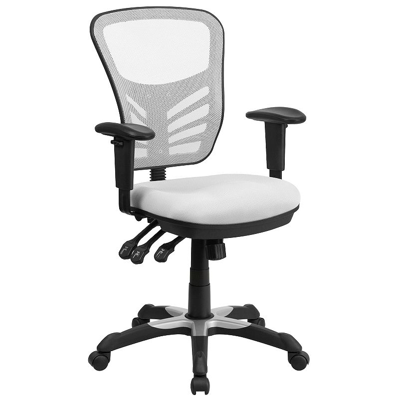 Flash Furniture Mid-Back Mesh Executive Swivel Ergonomic Desk Chair, White