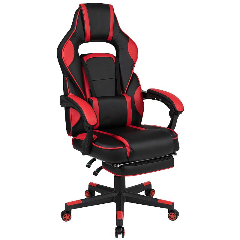 Flash Furniture X40 Gaming Chair Racing Ergonomic Computer Chair with Fully Reclining Back/Arms  Slide-Out Footrest  Massaging Lumbar - Red