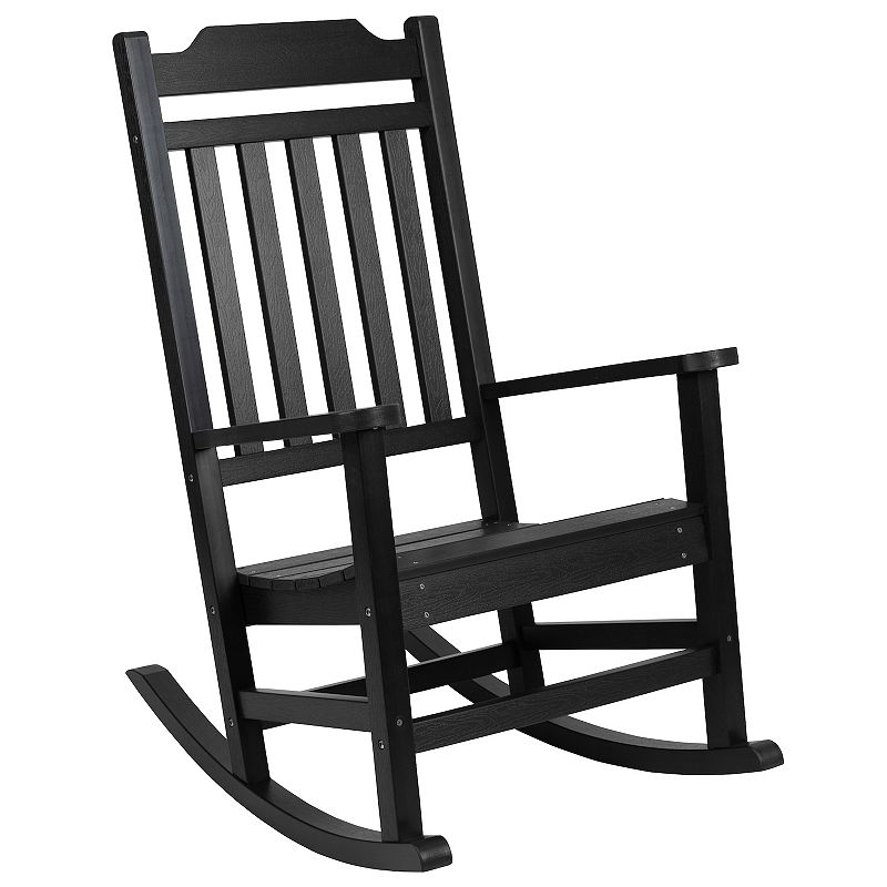 Flash Furniture Winston All-Weather Rocking Chair, Black