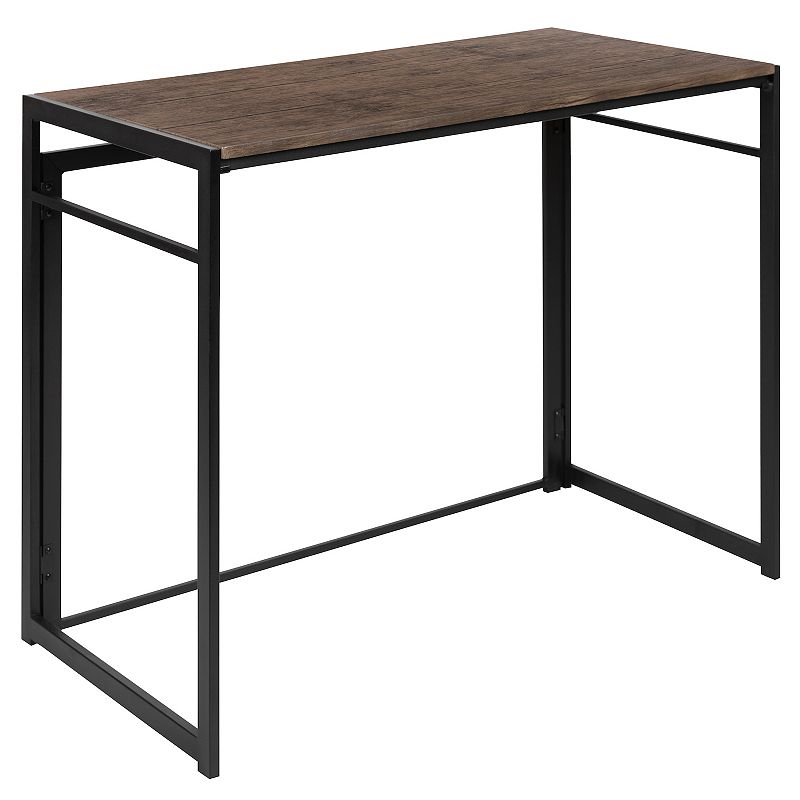 Flash Furniture Industrial Office Folding Desk, Brown