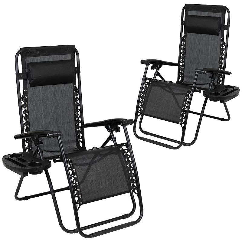 Flash Furniture Adjustable Folding Mesh Zero Gravity Reclining Patio Chair 