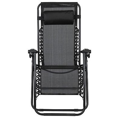 Flash Furniture Adjustable Folding Mesh Zero Gravity Reclining Patio Chair 2-piece Set