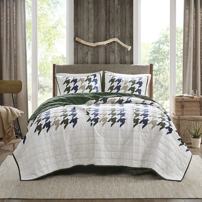 Woolrich Hudson Oversized Cotton Quilt Set With Shams, Green, King