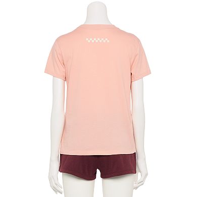 Juniors' Vans Pink "Vans" Logo Graphic Tee