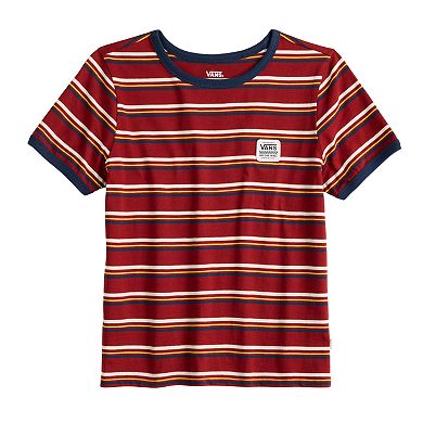 Juniors' Vans Small "Vans" Logo Striped Tee