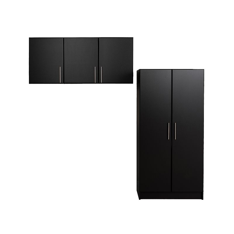 Prepac Elite Storage Cabinet & Wall Cabinet 2-piece Set, Black