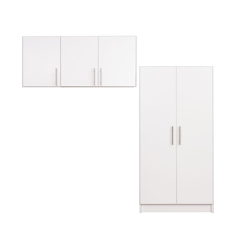 Prepac Elite Storage Cabinet & Wall Cabinet 2-piece Set, White