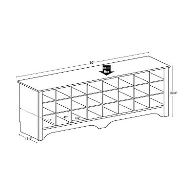 Prepac 24-Pair Shoe Storage Cubby Bench