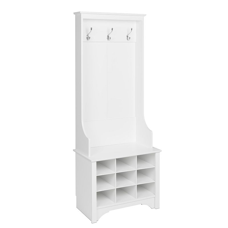 Prepac Narrow 9-Cubby Hall Tree Entryway Cabinet, White