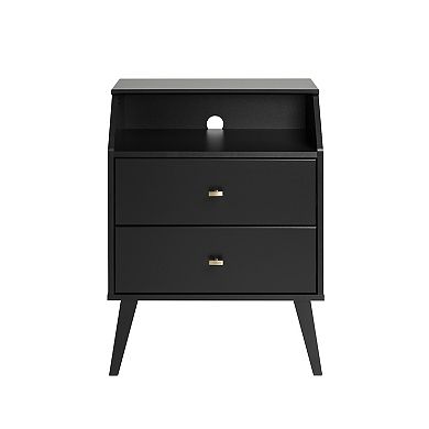 Prepac Milo Mid-Century Modern 2-Drawer Nightstand