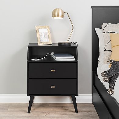 Prepac Milo Mid-Century Modern 2-Drawer Nightstand