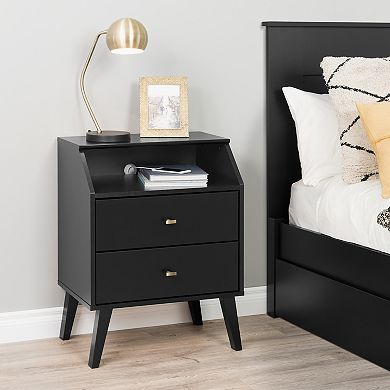 Prepac Milo Mid-Century Modern 2-Drawer Nightstand