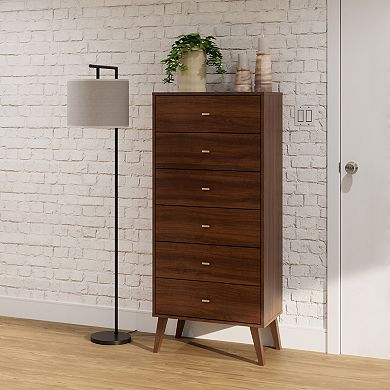 Prepac Milo Mid-Century Modern Tall 6-Drawer Dresser