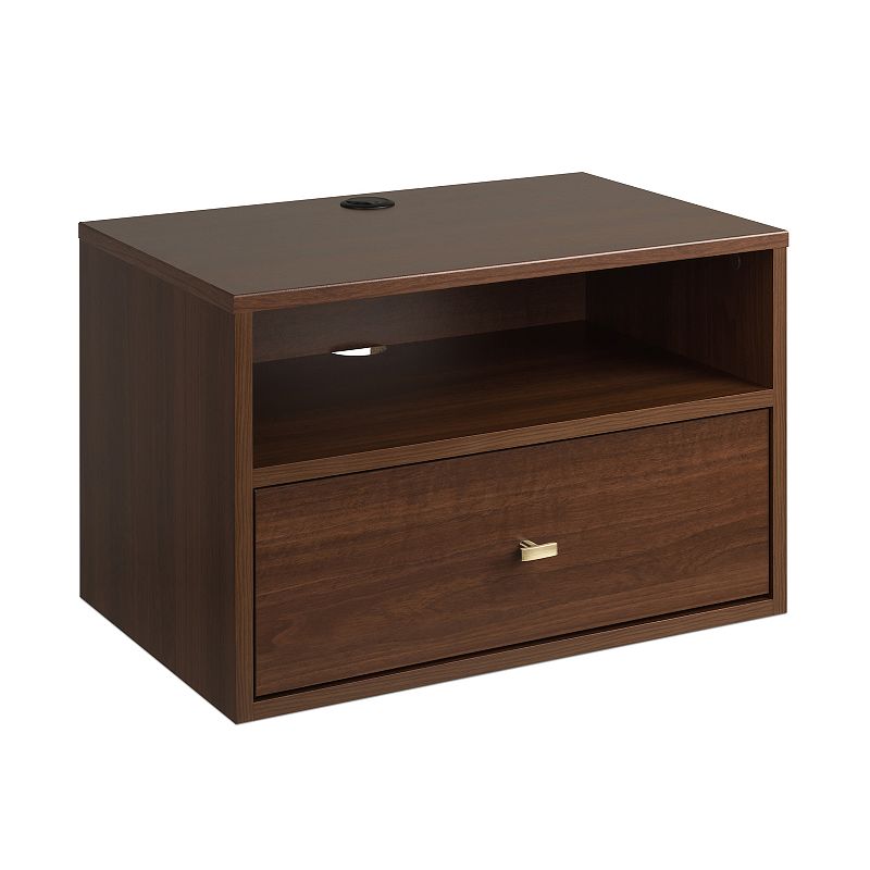 Floating 1 Drawer Nightstand with Open Shelf Cherry - Prepac