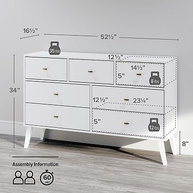 Prepac Milo Mid-Century Modern 7-Drawer Dresser