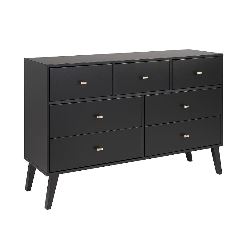 Prepac Milo Mid-Century Modern 7-Drawer Dresser, Black