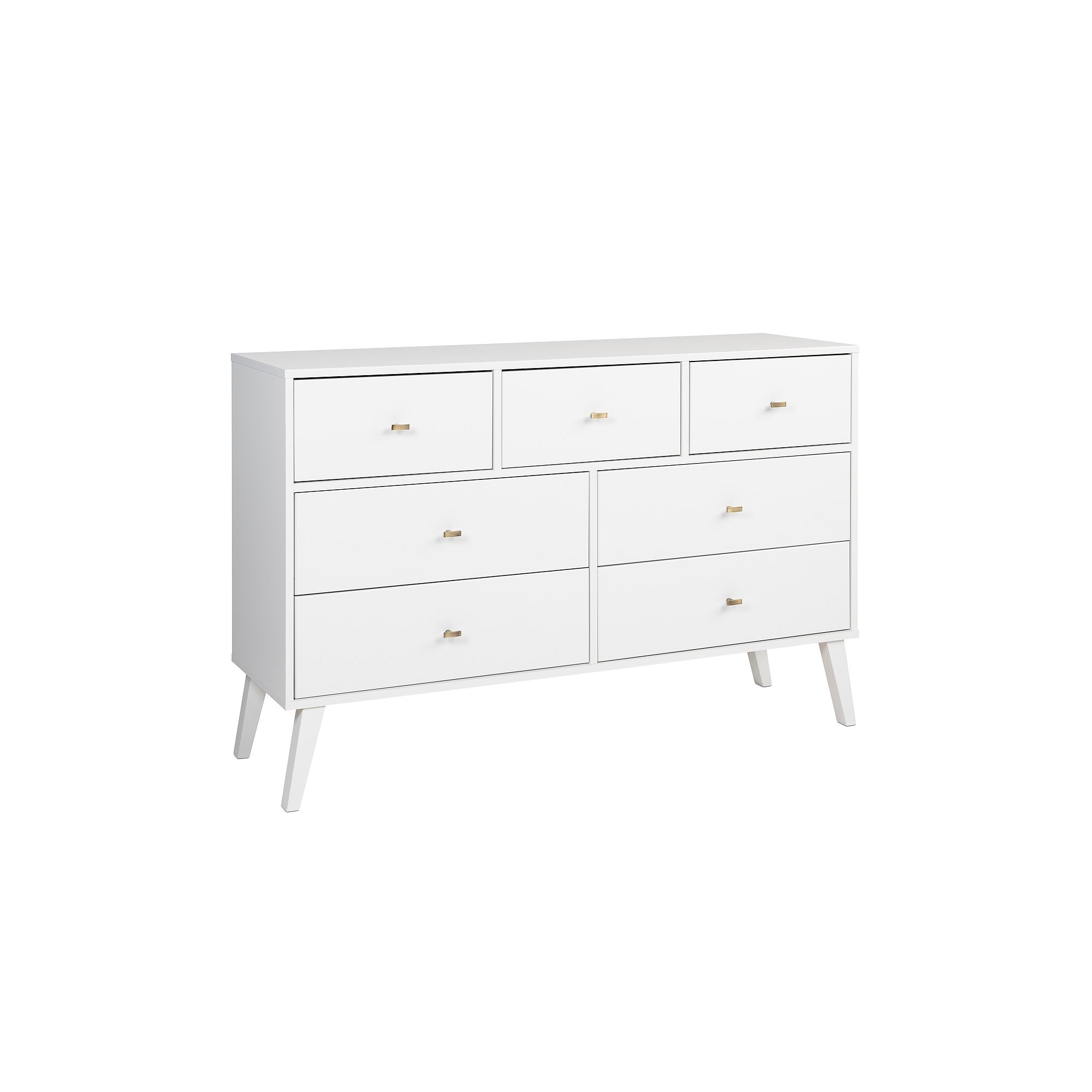 Prepac Milo Mid-Century Modern 7-Drawer Dresser, White