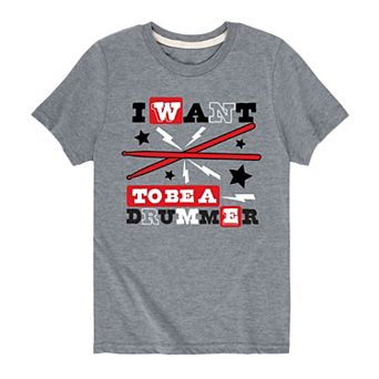 Boys 8-20 Want To Be Drummer Player Graphic Tee