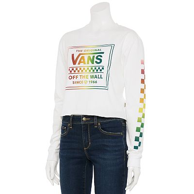 Juniors Vans Rainbow Logo Cropped Graphic Top
