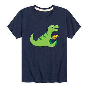 Boys 8-20 Dino Eating Pizza Graphic Tee