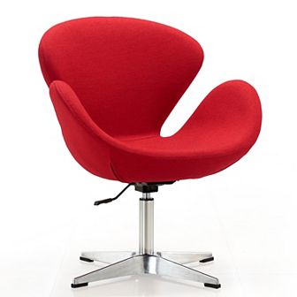 MANHATTAN COMFORT Faux Leather Adjustable Swivel Accent Chair