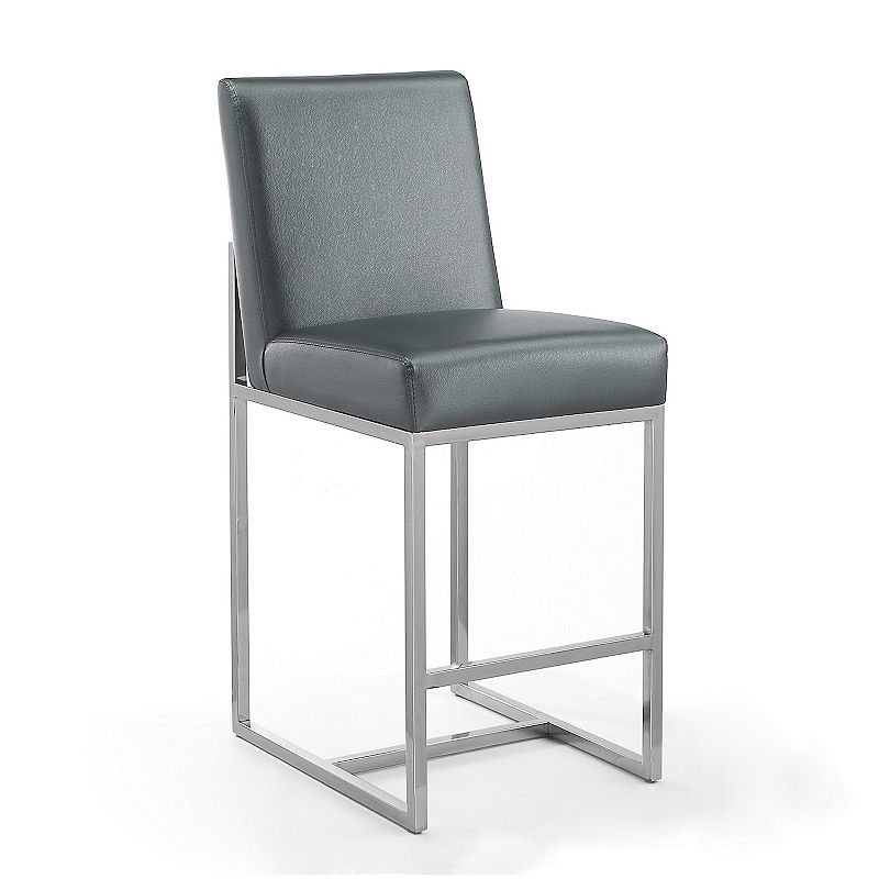 Manhattan Comfort Element Stainless Steel Counter Height Barstool Graphite - Manhattan Comfort: Upholstered, Fixed Height, No Assembly Required