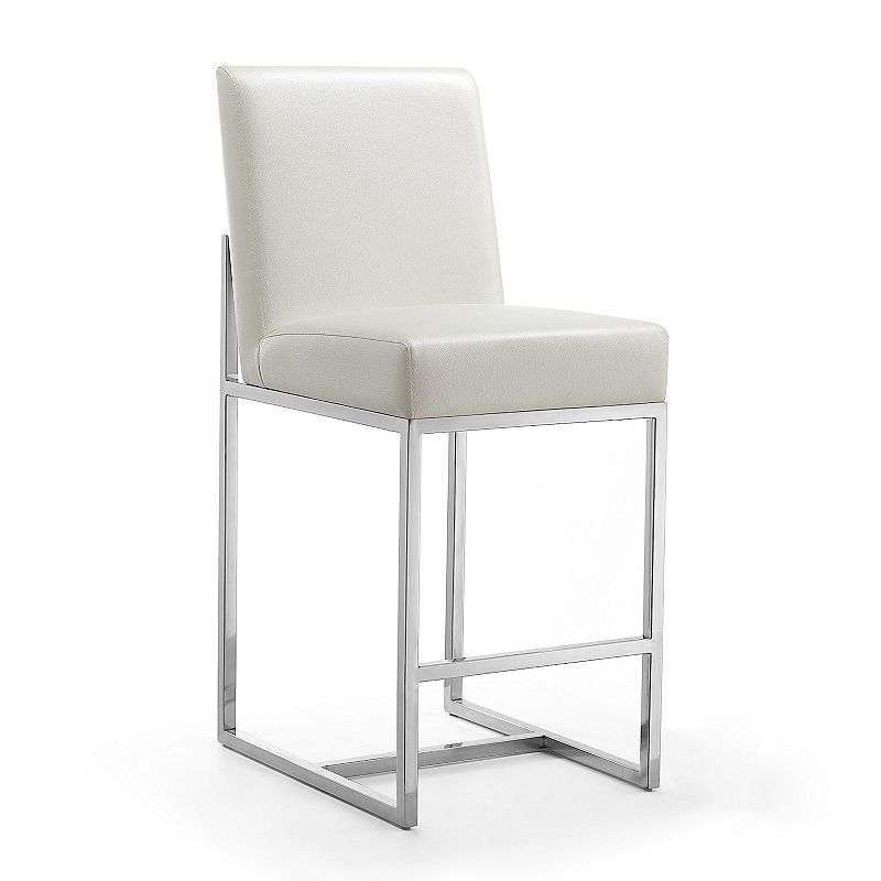 Element Stainless Steel Counter Height Barstool Pearl White - Manhattan Comfort