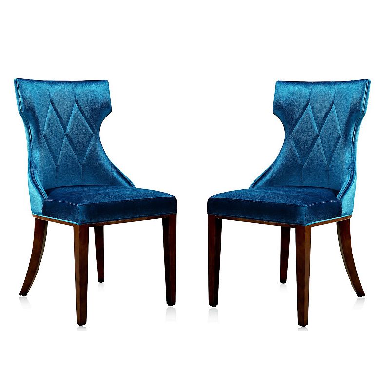 MANHATTAN COMFORT Reine Faux Leather Dining Chair 2-piece Set, Blue