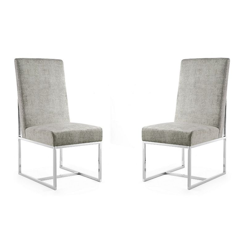 MANHATTAN COMFORT Element Velvet Dining Chair 2-piece Set, Grey