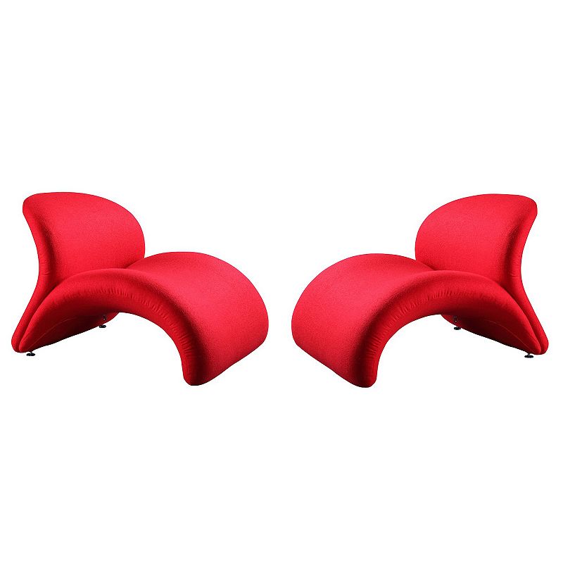 MANHATTAN COMFORT Rosebud Accent Chair 2-Piece Set, Red