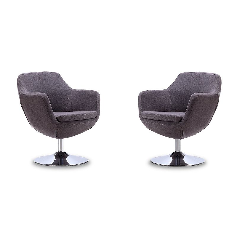 MANHATTAN COMFORT Caisson Swivel Accent Chair 2-piece Set, Grey