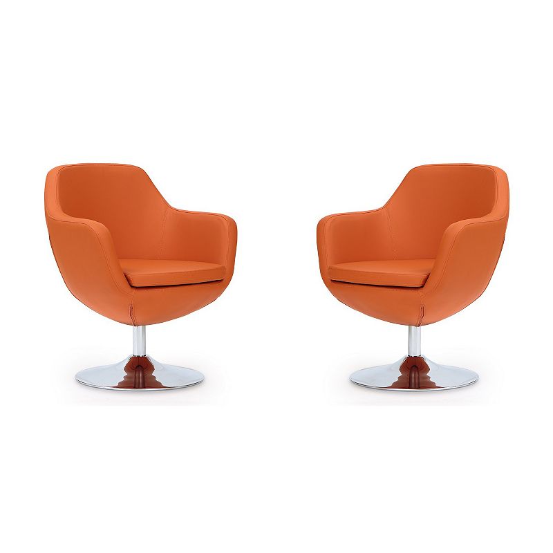MANHATTAN COMFORT Caisson Swivel Accent Chair 2-piece Set, Orange