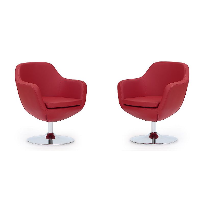 MANHATTAN COMFORT Caisson Swivel Accent Chair 2-piece Set, Red